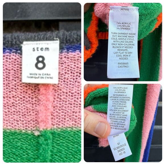 Nordstrom Stem Girl's Striped Fuzzy Knit Colorblock Cardigan in Multi | Size 8 - Picture 5 of 7